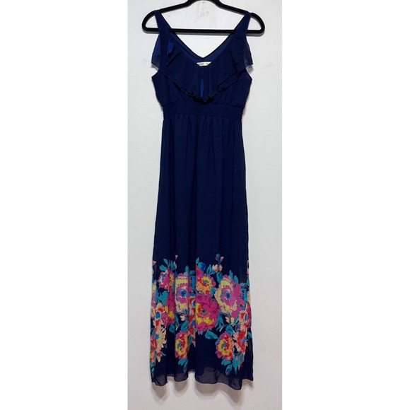 Vtg Y2K Old Navy Romantic Maxi‎ Dress Medium Navy Boho Coastal Vacation Dream - Picture 1 of 7